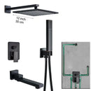 GobekUsa Black Brass Shower Faucet with 2-Way Mixer, Handshower and Rainfall Head