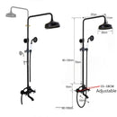 GobekUsa Black Brass Rainfall Shower Mixer Faucet Set with 8" Showerhead and Handshower