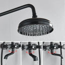 GobekUsa Black Brass Rainfall Shower Mixer Faucet Set with 8" Showerhead and Handshower