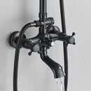 GobekUsa Black Brass Rainfall Shower Mixer Faucet Set with 8" Showerhead and Handshower
