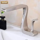 GobekUsa Black Brass Single Handle Basin Faucet, Deck Mounted Bathroom Sink Mixer