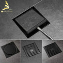 GobekUsa Brass Square Shower Floor Drain with Hair Strainer - Bathroom Shower Accessory