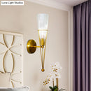 GobekUsa Modern Black/Brass Torch Sconce with Clear Crystal Accent - Elegant 1-Light Wall Lamp