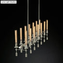 GobekUsa Modern Black/Brass/Nickel Tube Island Chandelier - Multi-Light Fluted Glass LED Hanging Lamp with Linear Design