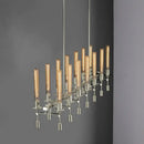 GobekUsa Modern Black/Brass/Nickel Tube Island Chandelier - Multi-Light Fluted Glass LED Hanging Lamp with Linear Design