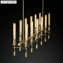GobekUsa Modern Black/Brass/Nickel Tube Island Chandelier - Multi-Light Fluted Glass LED Hanging Lamp with Linear Design