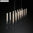 GobekUsa Modern Black/Brass/Nickel Tube Island Chandelier - Multi-Light Fluted Glass LED Hanging Lamp with Linear Design
