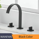 GobekUsa Black Brass Deck Mounted Bathroom Sink Faucet Double Handle Hot/Cold Tap