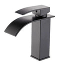 GobekUsa Black Brass Waterfall Bathroom Sink Faucet Cold Hot Mixer Single Handle Deck