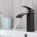 GobekUsa Black Brass Waterfall Bathroom Sink Faucet Cold Hot Mixer Single Handle Deck