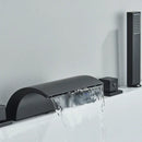 GobekUsa Black Brass Waterfall Tub Faucet Three Handles Hot Cold Mixer