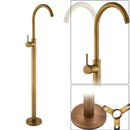 GobekUsa Black Bronze Bath Shower Tub Faucet Floor Mounted Rotate Spout Hot Cold Tap