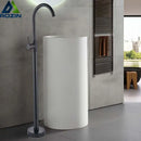 GobekUsa Black Bronze Bath Shower Tub Faucet Floor Mounted Rotate Spout Hot Cold Tap