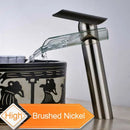 GobekUsa Black Bronze Glass Spout Waterfall Basin Mixer Tap - Deck Mounted Countertop Faucet
