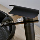 GobekUsa Black Bronze Glass Spout Waterfall Basin Mixer Tap - Deck Mounted Countertop Faucet