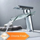 GobekUsa Black Bronze Glass Spout Waterfall Basin Mixer Tap - Deck Mounted Countertop Faucet