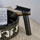 GobekUsa Black Bronze Glass Spout Waterfall Basin Mixer Tap - Deck Mounted Countertop Faucet