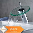 GobekUsa Black Bronze Glass Spout Waterfall Basin Mixer Tap - Deck Mounted Countertop Faucet