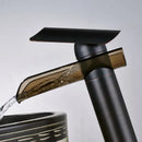 GobekUsa Black Bronze Glass Spout Waterfall Basin Mixer Tap - Deck Mounted Countertop Faucet