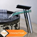 GobekUsa Black Bronze Glass Spout Waterfall Basin Mixer Tap - Deck Mounted Countertop Faucet