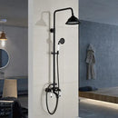 GobekUsa Black Bronze Bathroom Shower Faucet Set with Dual Ceramic Handles & 8" Rainfall Column
