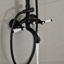 GobekUsa Black Bronze Bathroom Shower Faucet Set with Dual Ceramic Handles & 8" Rainfall Column