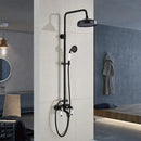 GobekUsa Black Bronze Bathroom Shower Faucet Set with Dual Ceramic Handles & 8" Rainfall Column