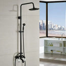 GobekUsa Black Bronze Bathroom Shower Faucet Set with Dual Ceramic Handles & 8" Rainfall Column
