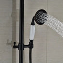 GobekUsa Black Bronze Bathroom Shower Faucet Set with Dual Ceramic Handles & 8" Rainfall Column