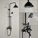 GobekUsa Black Bronze Bathroom Shower Faucet Set with Dual Ceramic Handles & 8" Rainfall Column