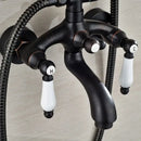 GobekUsa Black Bronze Bathroom Shower Faucet Set with Dual Ceramic Handles & 8" Rainfall Column