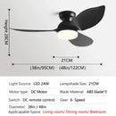 GobekUsa 48" Black Low Floor Ceiling Fan with Modern Design and LED Light