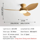 GobekUsa 48" Black Low Floor Ceiling Fan with Modern Design and LED Light