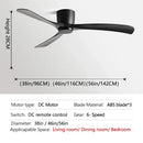 GobekUsa Black Modern Low Profile DC Ceiling Fan with Remote Control, Strong Airflow