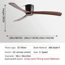 GobekUsa Black Modern Low Profile DC Ceiling Fan with Remote Control, Strong Airflow