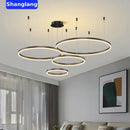 GobekUsa Brushed Rings LED Chandelier: Modern Home Lighting for Living Room & Bedroom