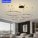 GobekUsa Brushed Rings LED Chandelier: Modern Home Lighting for Living Room & Bedroom