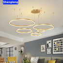 GobekUsa Brushed Rings LED Chandelier: Modern Home Lighting for Living Room & Bedroom