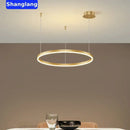 GobekUsa Brushed Rings LED Chandelier: Modern Home Lighting for Living Room & Bedroom