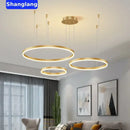 GobekUsa Brushed Rings LED Chandelier: Modern Home Lighting for Living Room & Bedroom
