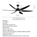 GobekUsa 66" Plastic Blade Ceiling Fan with LED Light and Remote Control