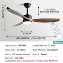 GobekUsa 52" Black Ceiling Fan Light with Remote Control for Living Room, Restaurant, and Household