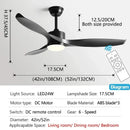 GobekUsa 52" Black Ceiling Fan Light with Remote Control for Living Room, Restaurant, and Household