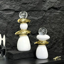 GobekUsa Decorative Crystal Ball Statue Figurines for Home Decor - Geometric Stone Pile
