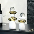 GobekUsa Decorative Crystal Ball Statue Figurines for Home Decor - Geometric Stone Pile