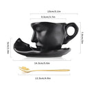 Modern black ceramic kissing face tea cup set dining room latte art by Decorbites