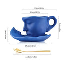 Modern black ceramic kissing face tea cup set dining room latte art by Decorbites