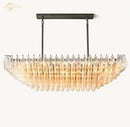GobekUsa Black Chiara Chandelier Clear Glass Rectangular Pendant Light for Modern Living Room Kitchen