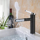 GobekUsa Brass Bathroom Faucet Vessel Sink Mixer - Swivel Spout Deck Mounted Vanity Tap - White/Black Color