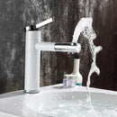 GobekUsa Brass Bathroom Faucet Vessel Sink Mixer - Swivel Spout Deck Mounted Vanity Tap - White/Black Color